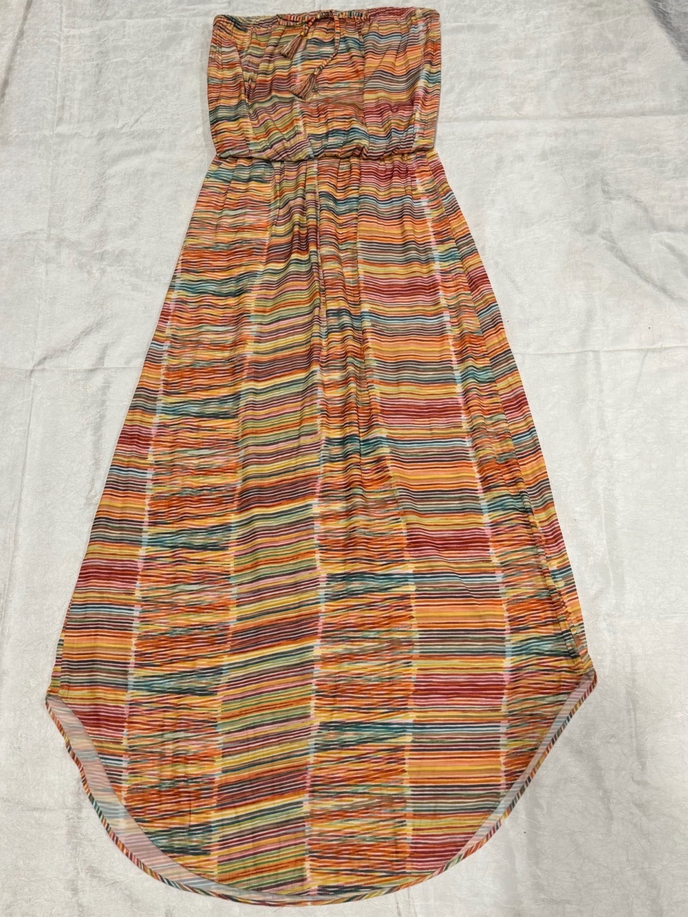 Calypso St. Barth Strapless Maxi Dress XS Multicolor Stripe Tassel Resort Beach